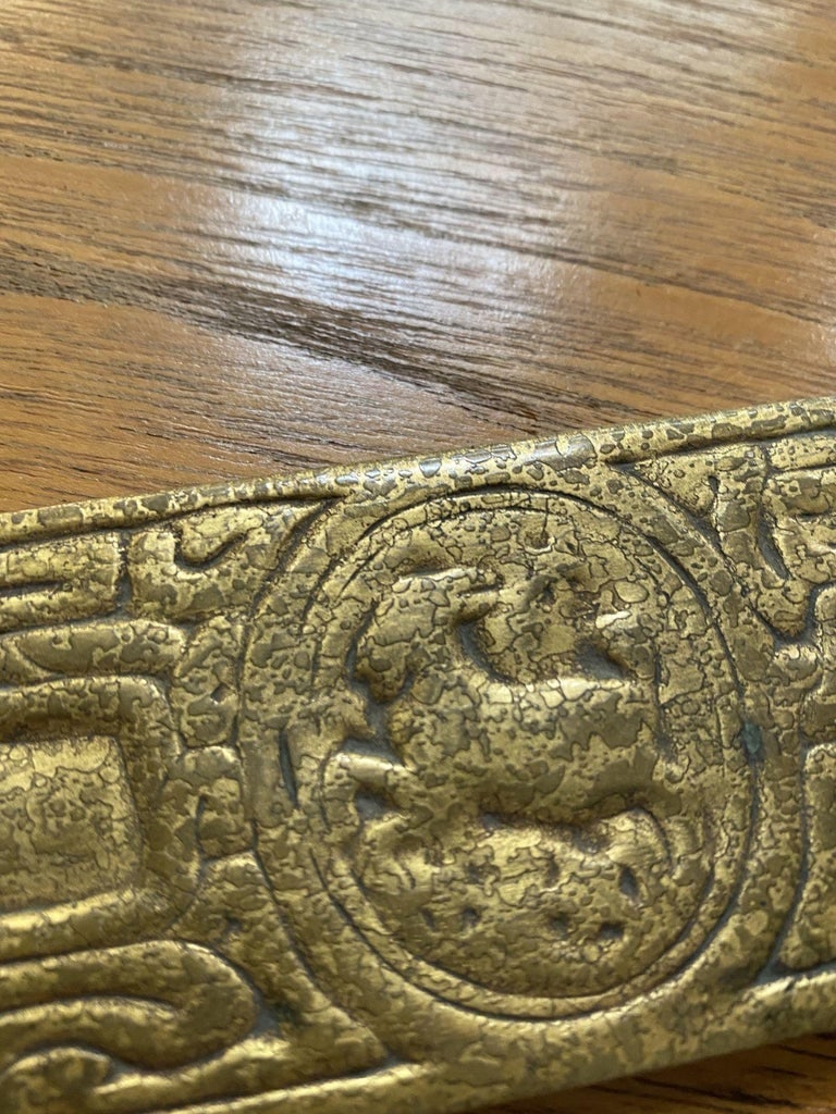 Tiffany Studios Gold Dore Bronze Acid Etched Zodiac 19" Blotter Ends, Pair #994 - 8