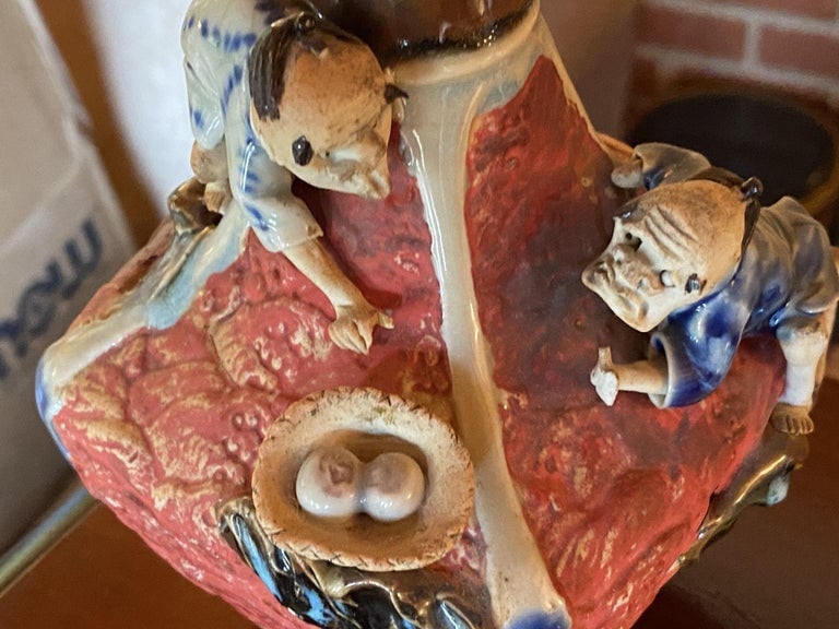 Japanese Sumida Ware Vase with Two Men on Rocky Ledge by Inoue Ryosai II - 14