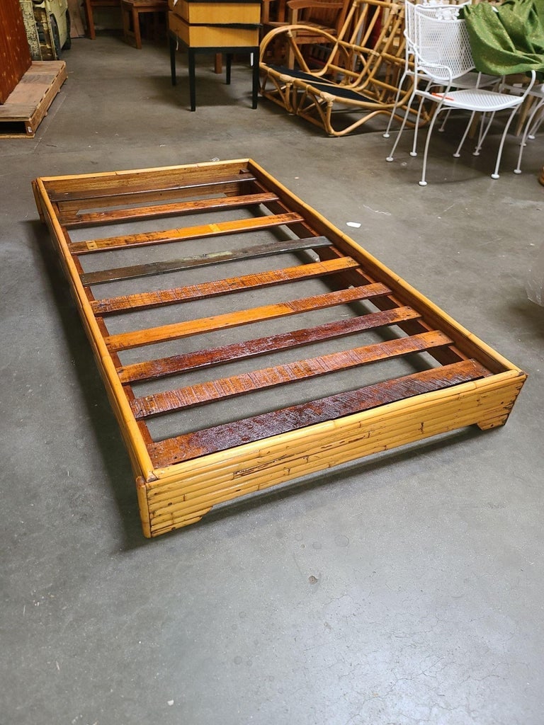 Restored Mid-Century Stacked Rattan Bed Sofa Daybed - 9