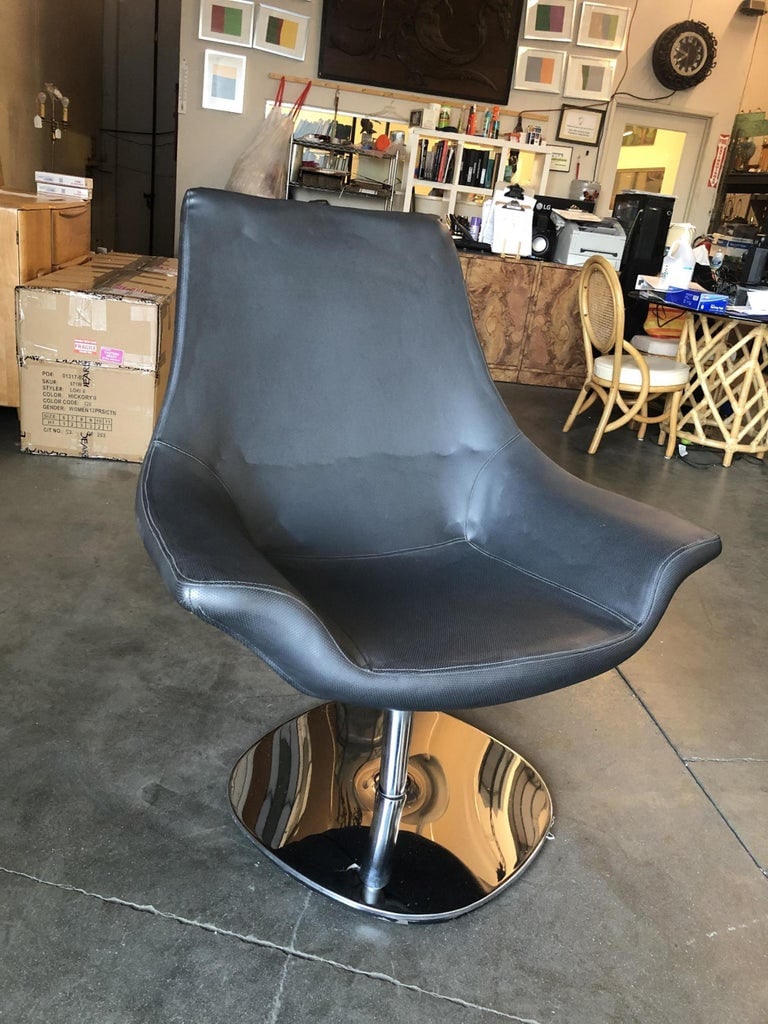 Captains Lounge Chair with Chrome Base, 1980 - 3