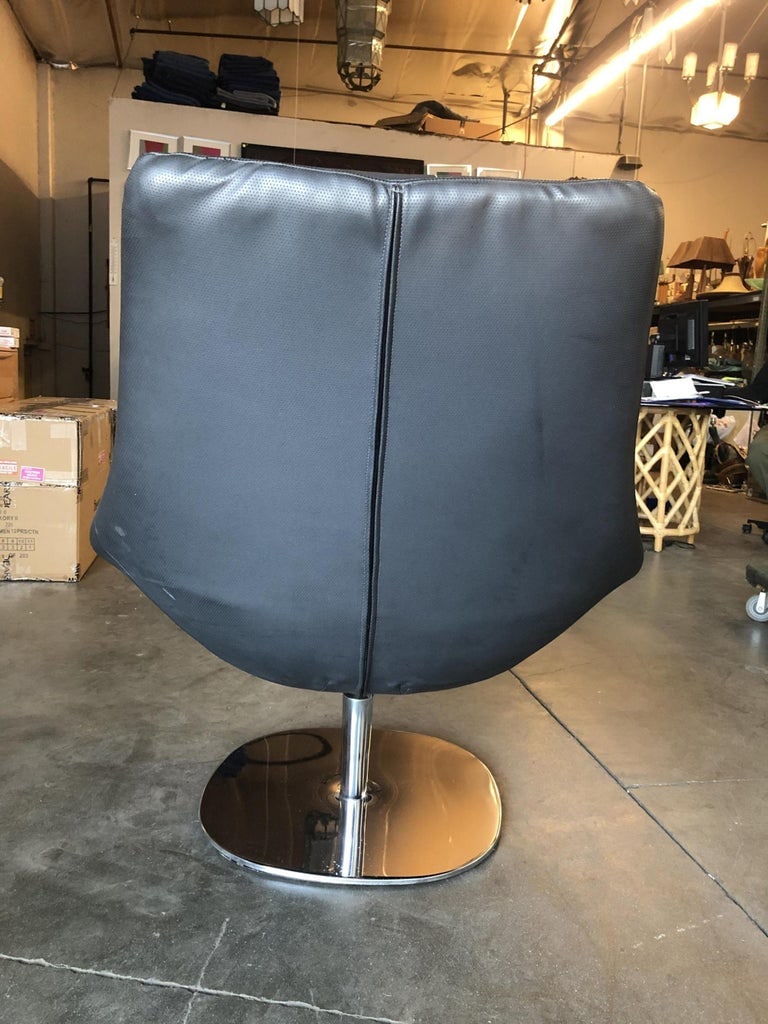 Captains Lounge Chair with Chrome Base, 1980 - 5