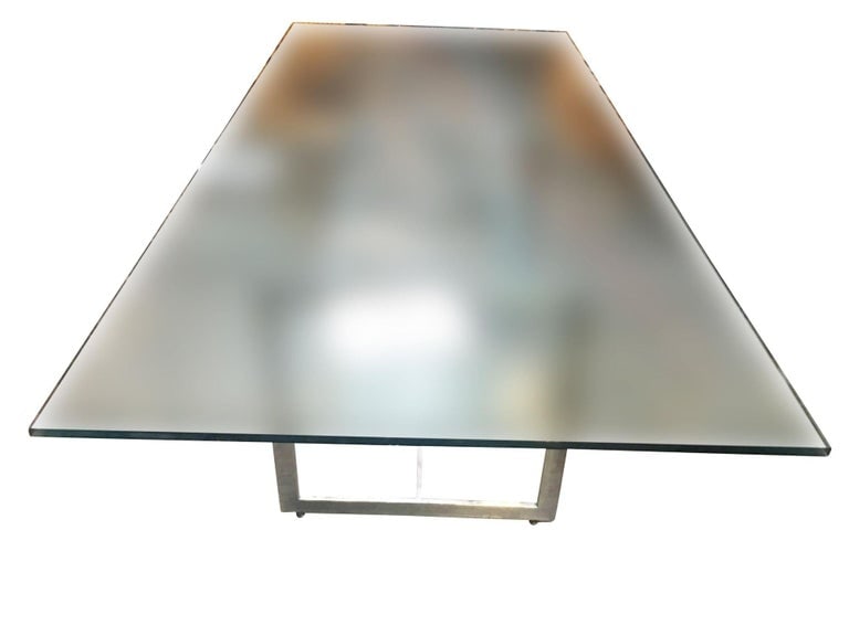 Milo Baughman Style Chrome and Glass 8 Person Dining Table - 3