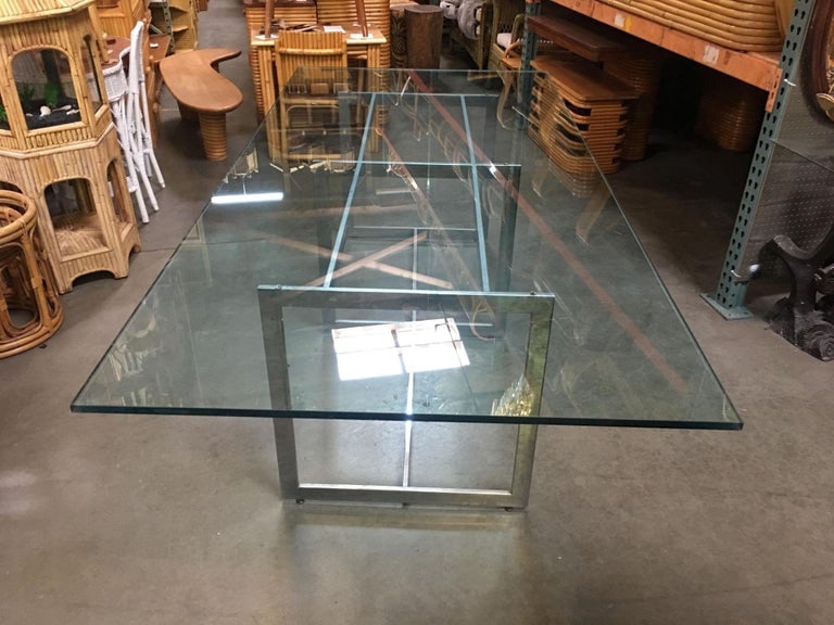 Milo Baughman Style Chrome and Glass 8 Person Dining Table - 7