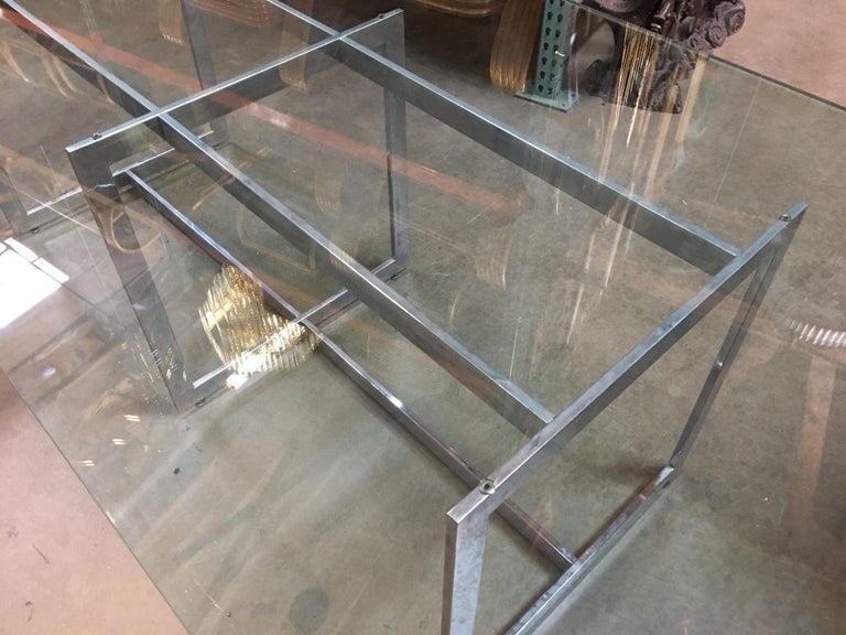 Milo Baughman Style Chrome and Glass 8 Person Dining Table - 9
