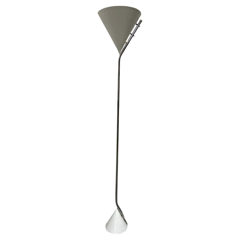1950's Mid Century Modern White and Chrome Floor Lamp Torchiere (1 of 6)