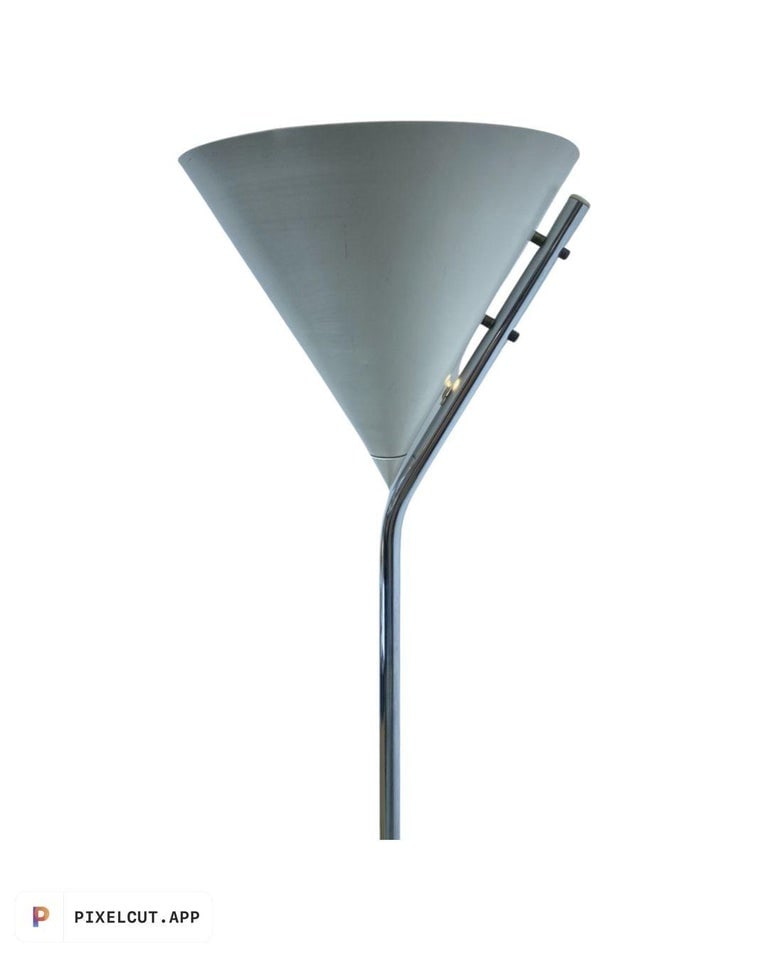 1950's Mid Century Modern White and Chrome Floor Lamp Torchiere - 3