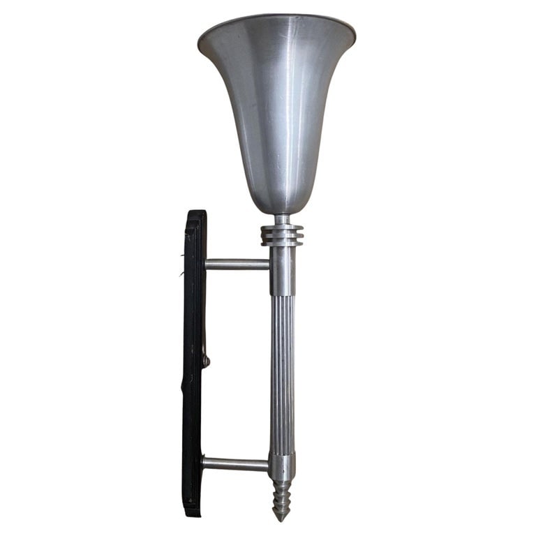Large 30" Machine Age Spun Aluminum & Steel Torchiere Wall Sconce, 4 Available (1 of 7)