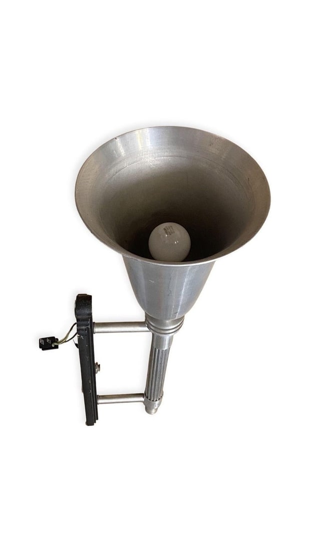 Large 30" Machine Age Spun Aluminum & Steel Torchiere Wall Sconce, 4 Available - 3