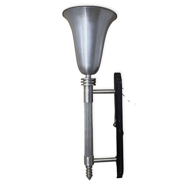 Large 30" Machine Age Spun Aluminum & Steel Torchiere Wall Sconce, 4 Available - 4