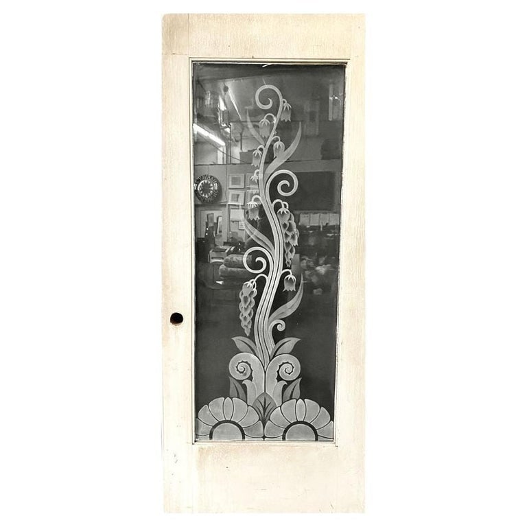 Hand Etched Organic Patterned Art Deco Door, Circa 1920 (1 of 8)