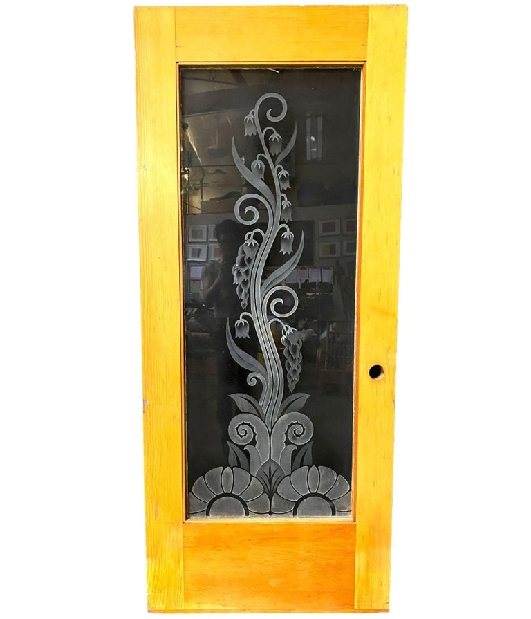 Hand Etched Organic Patterned Art Deco Door, Circa 1920 - 3