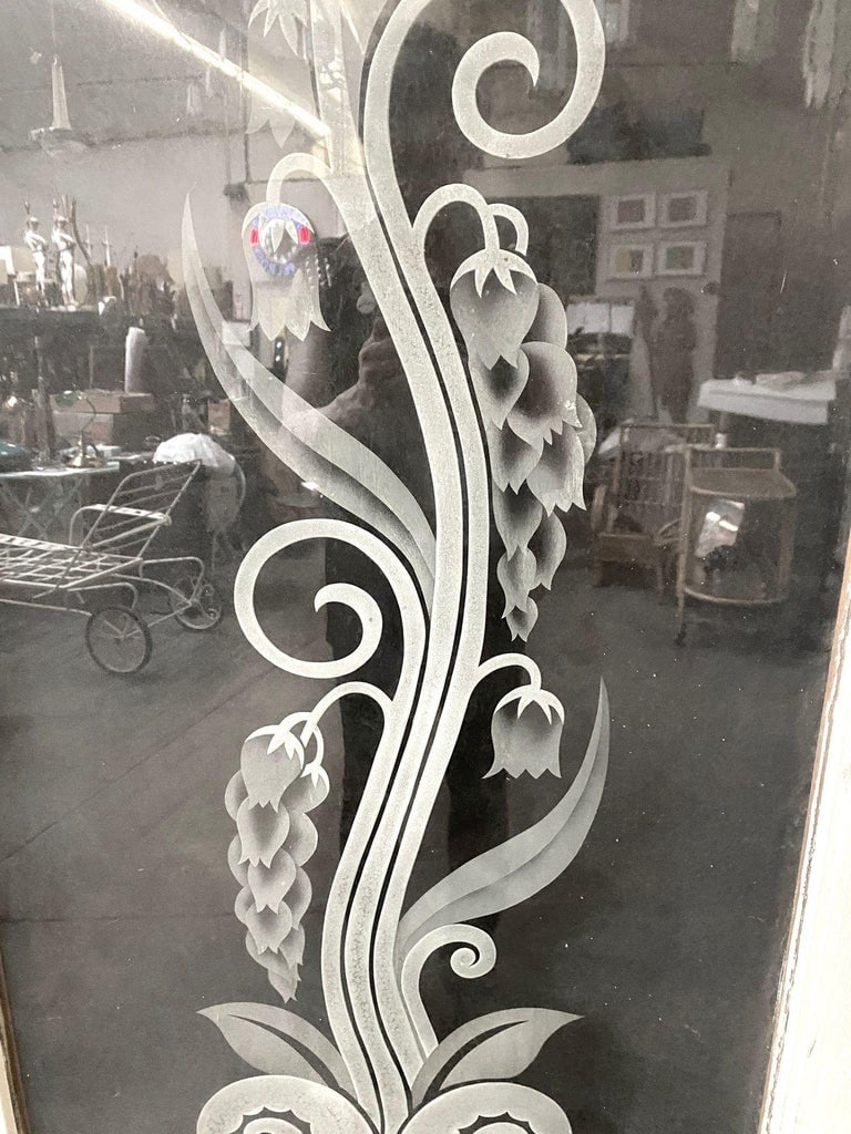 Hand Etched Organic Patterned Art Deco Door, Circa 1920 - 5