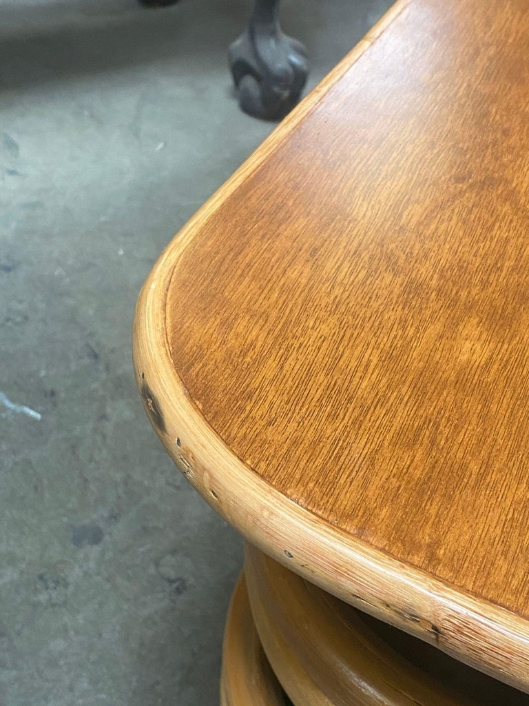Restored 1940's Stacked Rattan Coffee Table w/ Rattan Wrapped Mahogany Top - 10