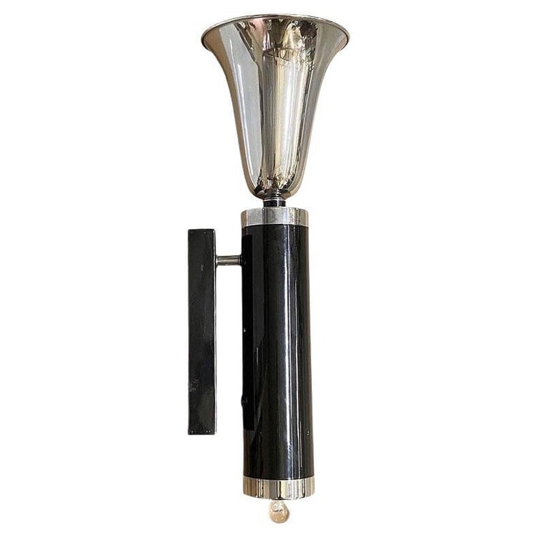 Large 29" Two-tone Chrome Art Deco Torchiere Wall Sconce, 3 Available - 2