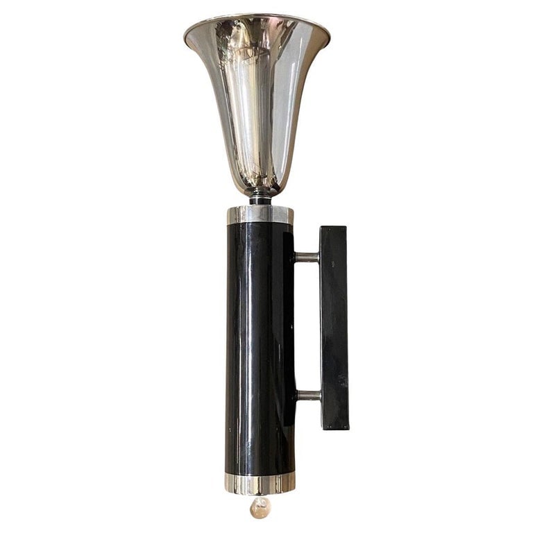 Large 29" Two-tone Chrome Art Deco Torchiere Wall Sconce, 3 Available - 3