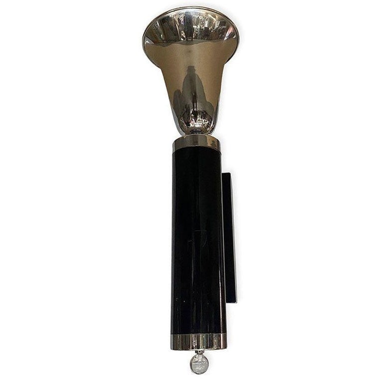 Large 29" Two-tone Chrome Art Deco Torchiere Wall Sconce, 3 Available - 4
