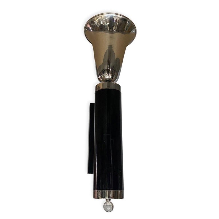 Large 29" Two-tone Chrome Art Deco Torchiere Wall Sconce, 3 Available - 5