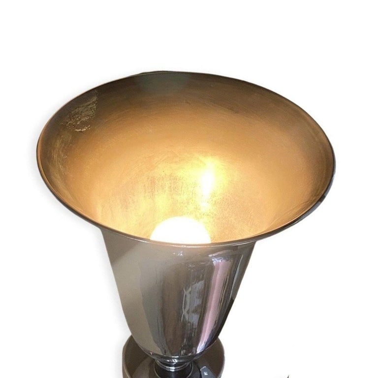 Large 29" Two-tone Chrome Art Deco Torchiere Wall Sconce, 3 Available - 6