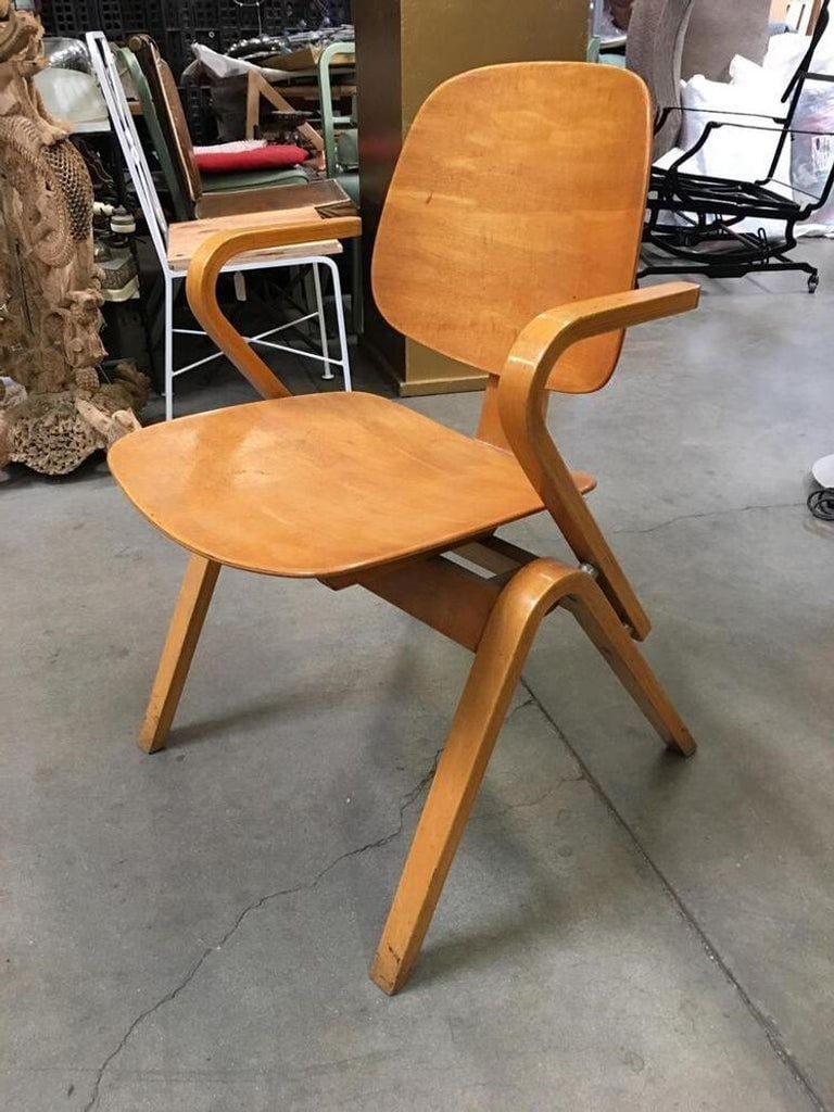 Midcentury Thonet Bent Plywood Armchairs by Joe Atkinson, Set of 5 - 10