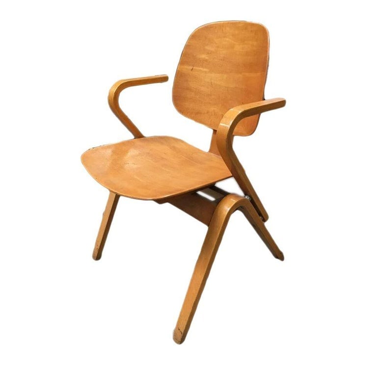 Midcentury Thonet Bent Plywood Armchairs by Joe Atkinson, Set of 5 - 8