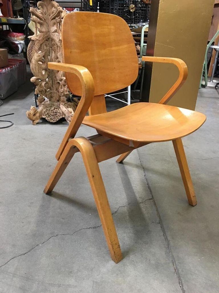 Midcentury Thonet Bent Plywood Armchairs by Joe Atkinson, Set of 5 - 9