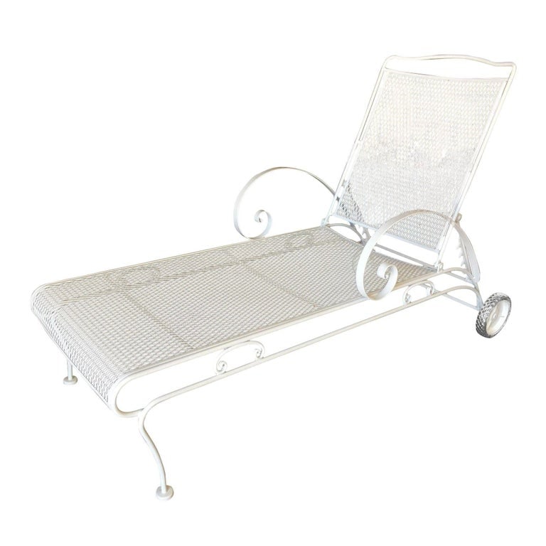 Mid-century Iron Mesh Outdoor/Patio Chaise Lounge by Woodard, Pair - 3