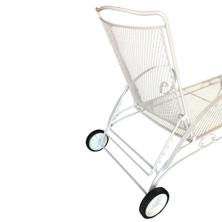 Mid-century Iron Mesh Outdoor/Patio Chaise Lounge by Woodard, Pair - 7