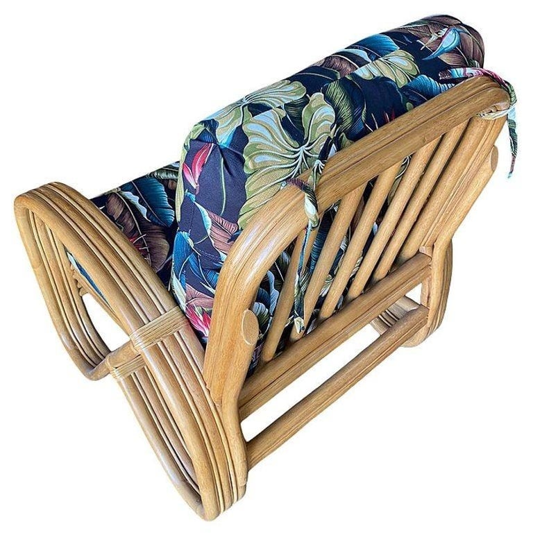 Restored 3/4 3-Strand Round Pretzel Rattan Lounge Chair w/ Ottoman, 2 Available - 7