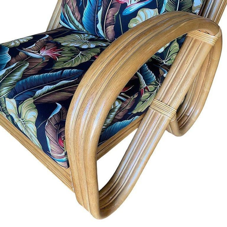 Restored 3/4 3-Strand Round Pretzel Rattan Lounge Chair w/ Ottoman, 2 Available - 8