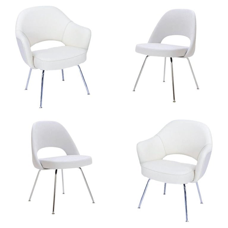 Eero Saarinen Knoll Executive Dining Chair/Armchairs with Tubular Legs, Set of 4 (1 of 8)