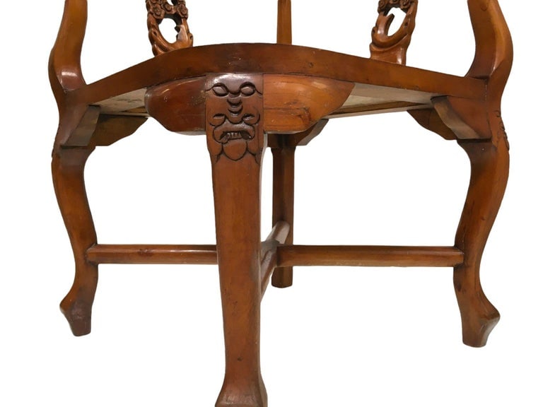 Rosewood Horseshoe Chair with Marble Seat by James Mont, Pair - 13
