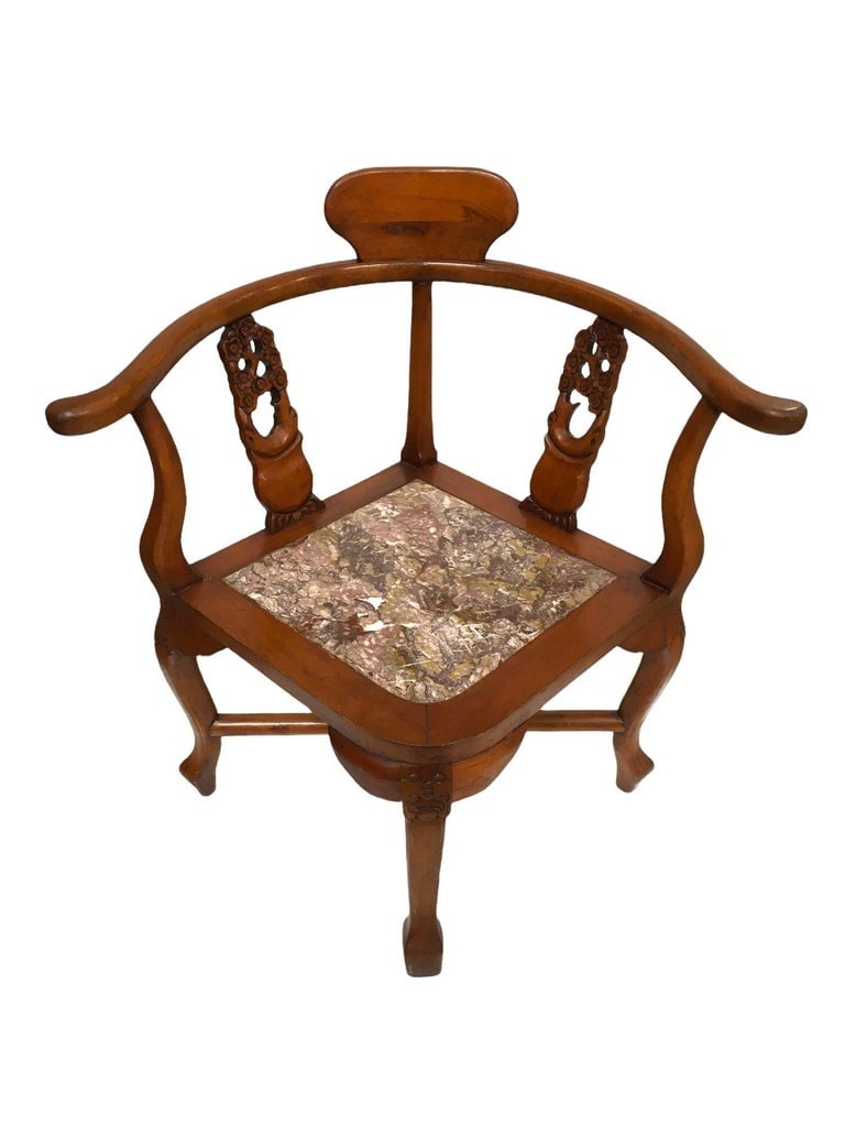 Rosewood Horseshoe Chair with Marble Seat by James Mont, Pair - 9