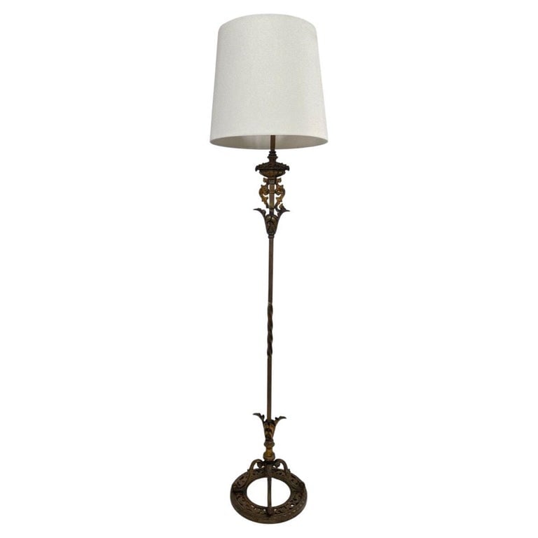 Hollywood Regency Cast Iron Torchiere Floor Lamp by Rembrandt (1 of 6)