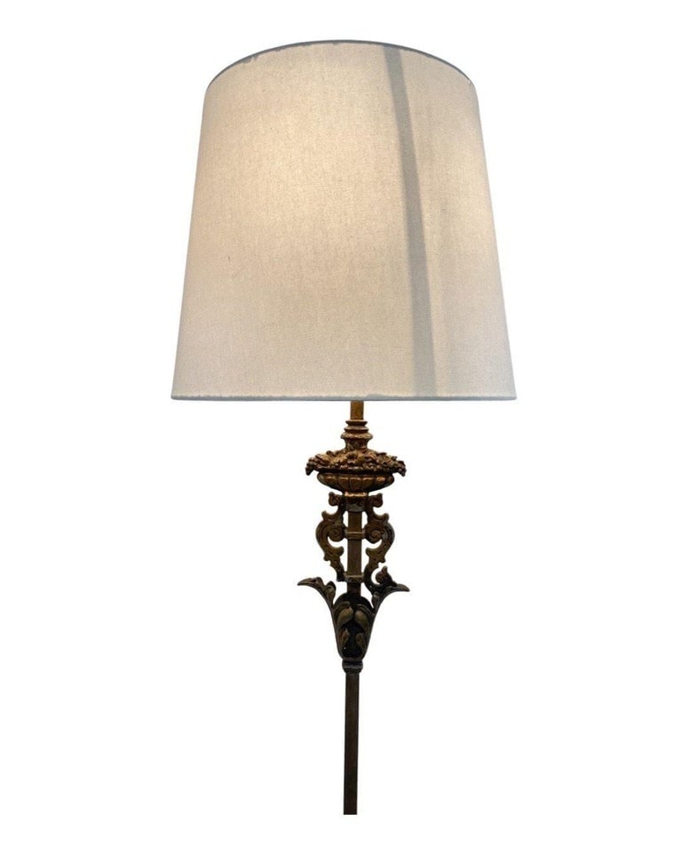 Hollywood Regency Cast Iron Torchiere Floor Lamp by Rembrandt - 3