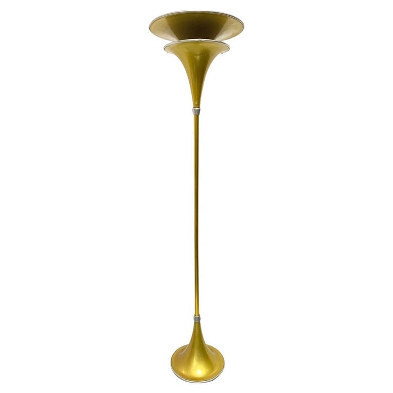 Art Deco Anodized Gold-Tone Spun Aluminum Torchiere Floor Lamp (1 of 5)