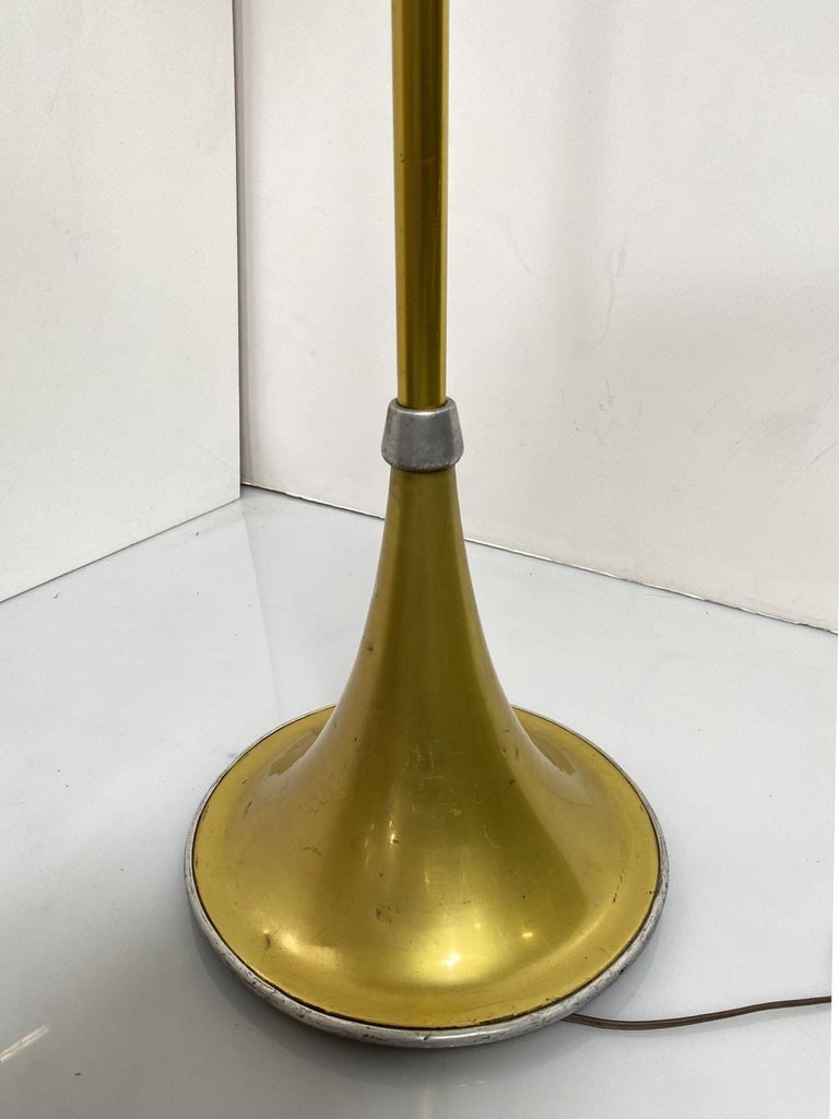 Art Deco Anodized Gold-Tone Spun Aluminum Torchiere Floor Lamp - 5