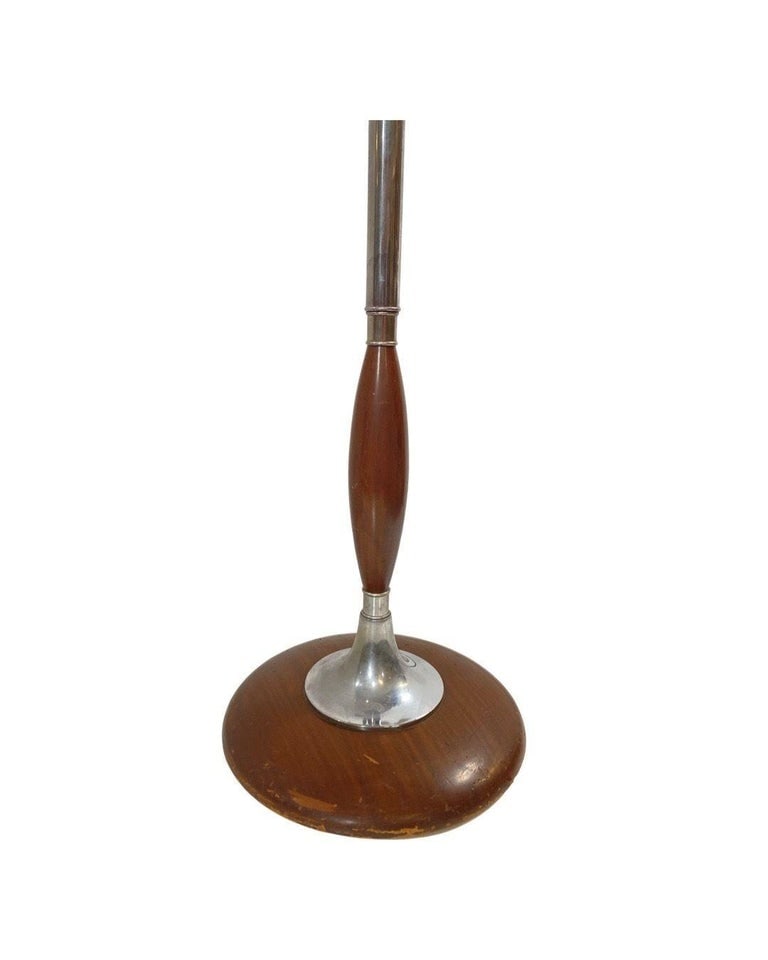 Art Moderne Wood and Chrome Swing Arm Floor Lamp - 5