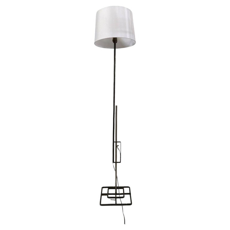 Late Mission Wrought Iron Adjustable Floor Lamp w/ Shade - 2