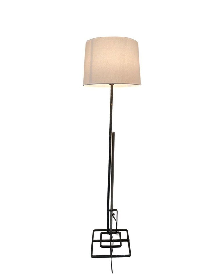 Late Mission Wrought Iron Adjustable Floor Lamp w/ Shade - 3