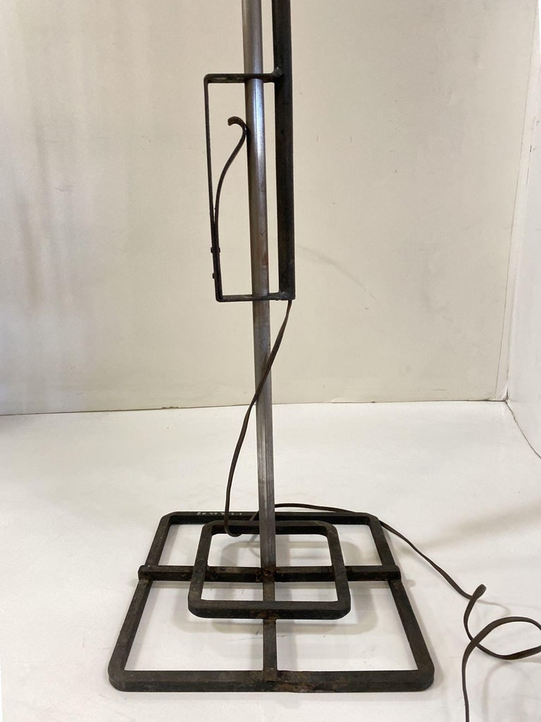 Late Mission Wrought Iron Adjustable Floor Lamp w/ Shade - 5