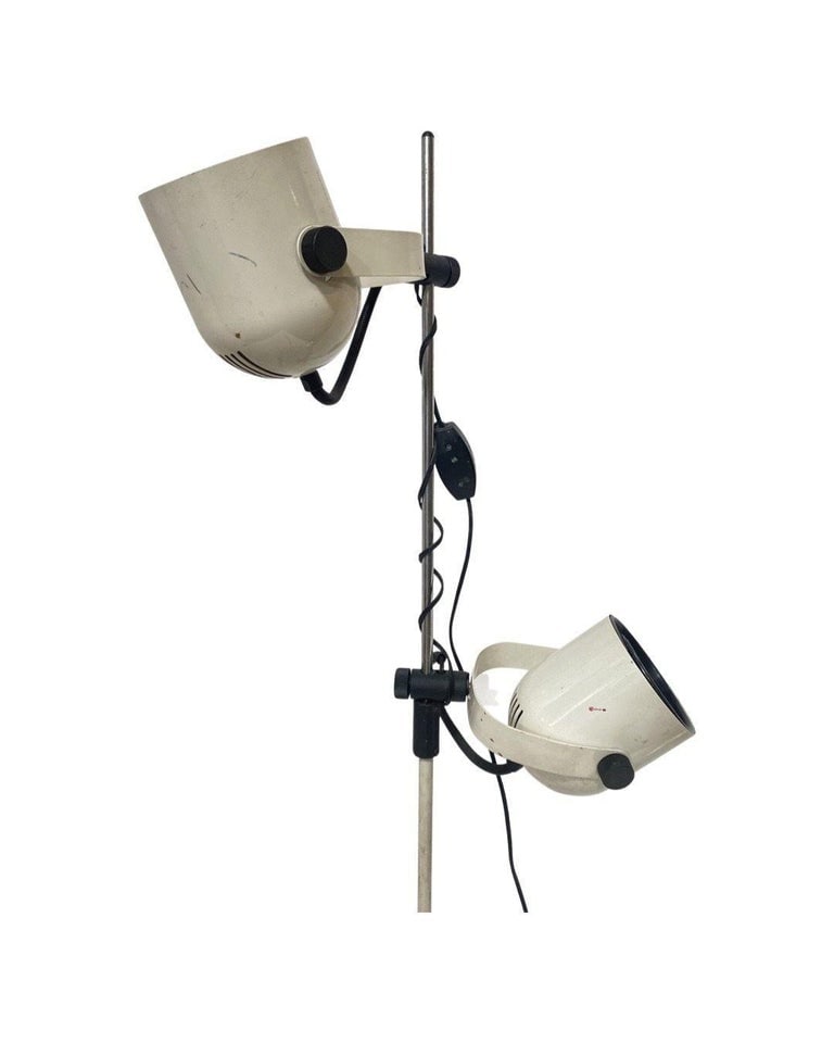 Italian Modern White Enameled Double Spot Floor Lamp, 1970 - 4