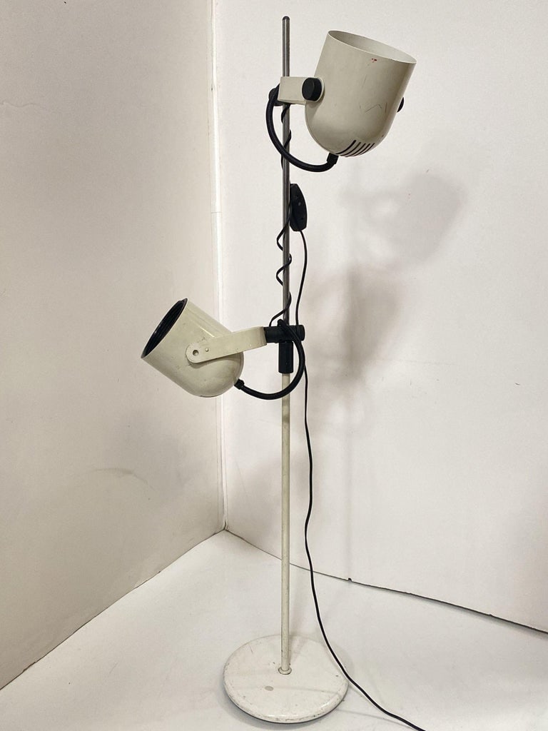 Italian Modern White Enameled Double Spot Floor Lamp, 1970 - 7