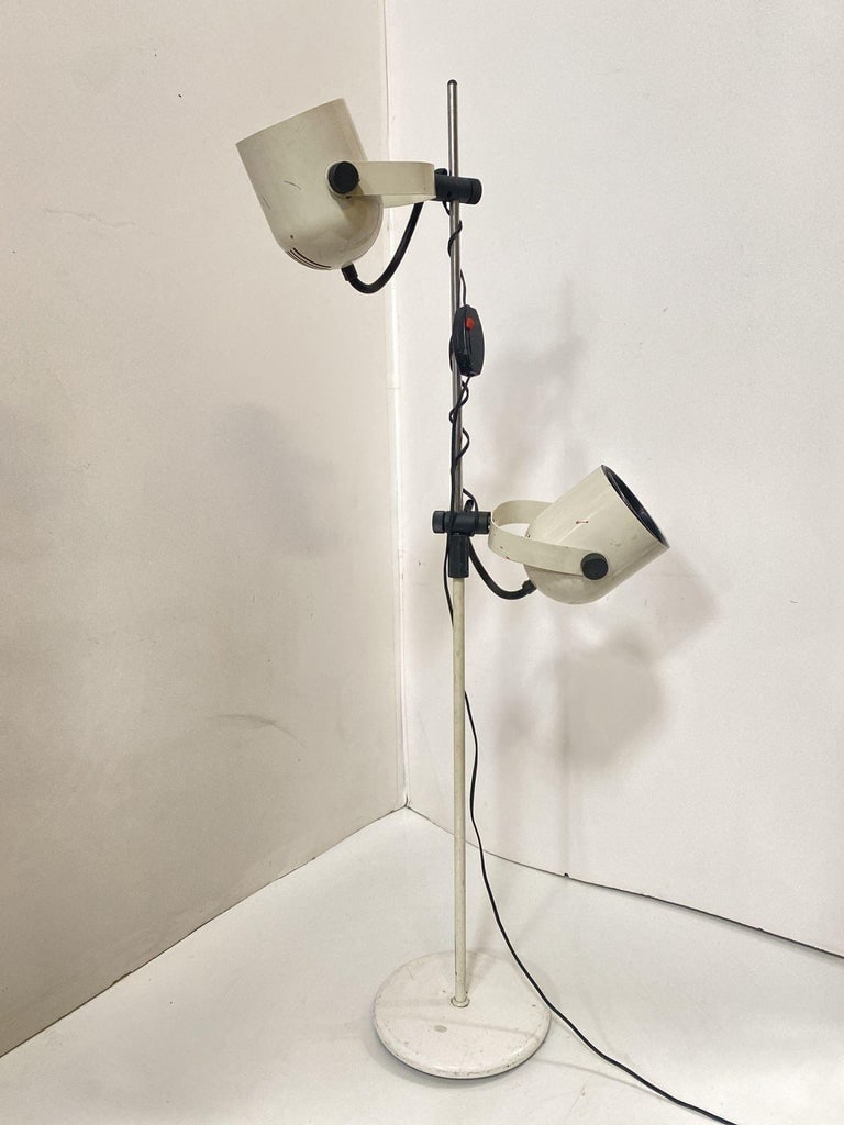 Italian Modern White Enameled Double Spot Floor Lamp, 1970 - 8