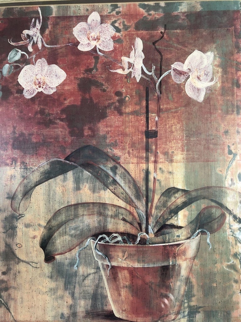 Abstract Orchid in Vase Still-life Gicl√©e Print in Gold Frame - 3
