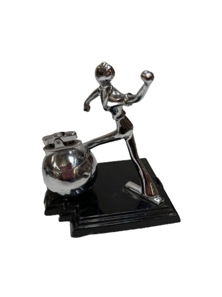 Art Deco Ball Player Table Table Lighter with Base by Ronson - 7