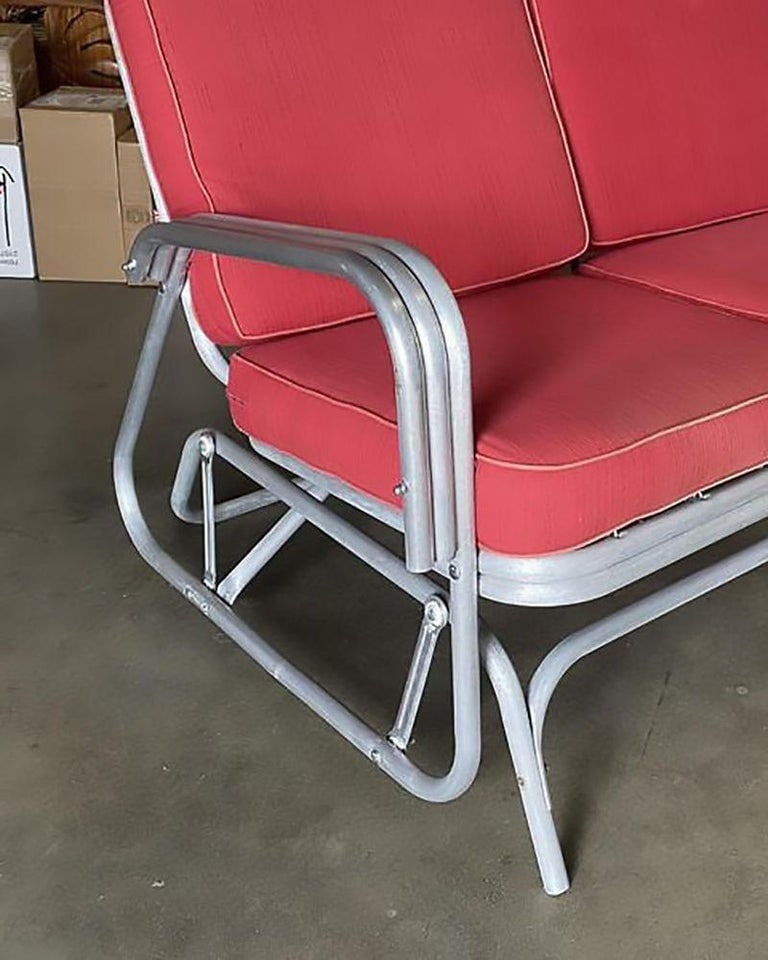 Aluminum Patio/Outdoor Sled Base Rocking Slinder Loveseat Sofa - 4