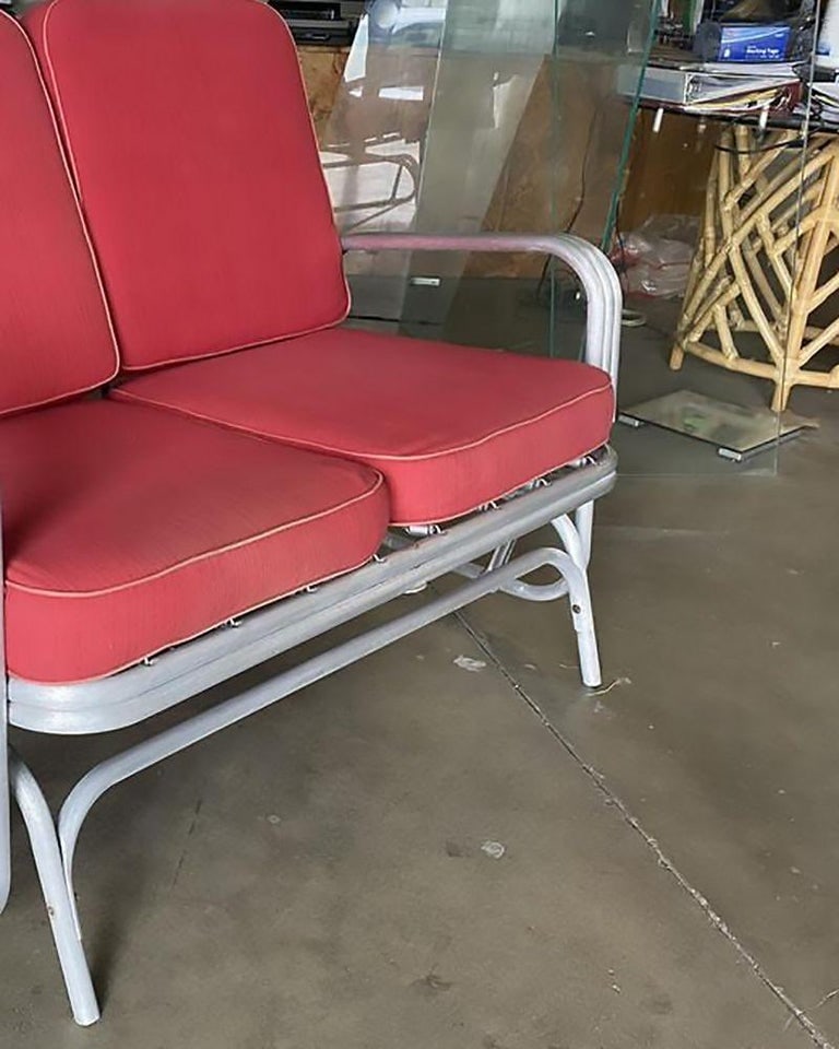 Aluminum Patio/Outdoor Sled Base Rocking Slinder Loveseat Sofa - 5