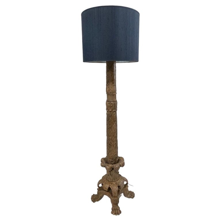 Vintage Italian Baroque Style Hand Carved Wood Floor Lamp - 2