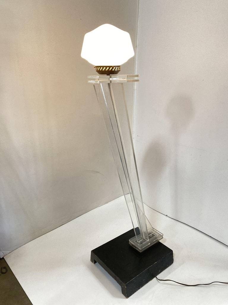 Mid Century Clear Lucite Sculptural Floor Lamp - 3