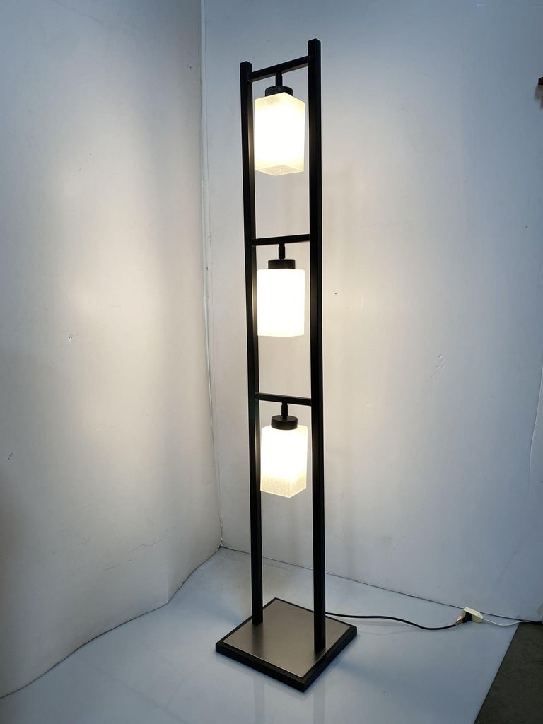 Asian Inspired Modernist Floor Lamp with Chrome Base - 3